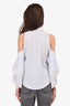 Jonathan Simkhai Blue/White Pinstripe Cut-Out Blouse Est. Size S