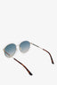 Gucci Gold Frame Blue Tint Round Sunglasses