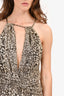 Patbo Brown/Gold with Silver Glitter Printed Long Dress Size M