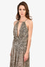 Patbo Brown/Gold with Silver Glitter Printed Long Dress Size M