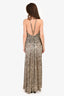 Patbo Brown/Gold with Silver Glitter Printed Long Dress Size M