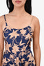 Patbo Navy/Gold Floral Print Raffia Fringed Short Dress Size L