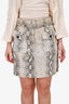 Zimmermann Grey Snake Print Belted Mini Skirt Size S