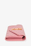 Saint Laurent Pink Leather Cassandre Matelasse Large Flap Wallet