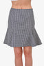 Versace Blue/White Wool Houndstooth Peplum Skirt Size 40