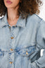 Celine Light Wash Triomphe Button Denim Jacket Size M