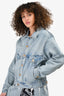 Celine Light Wash Triomphe Button Denim Jacket Size M