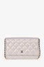 Pre-Loved Chanel™ Blue Iridescent Quilted Wallet On Chain