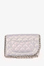 Pre-Loved Chanel™ Blue Iridescent Quilted Wallet On Chain