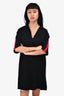 Gucci Black/Red Trimmed Collared V-Neck Dress Size 38
