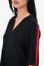 Gucci Black/Red Trimmed Collared V-Neck Dress Size 38
