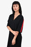 Gucci Black/Red Trimmed Collared V-Neck Dress Size 38