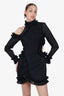Zimmermann Black Cutout Ruffled Plisse Organza Mini Dress Size 1
