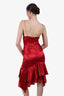 Alexandre Vauthier Red Silk-blend Ruffle Hem Cocktail Dress Size 38 (As Is)