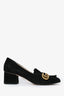 Gucci Black Suede Fringe Marmont Heeled Loafers Size 37.5