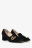 Gucci Black Suede Fringe Marmont Heeled Loafers Size 37.5