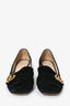 Gucci Black Suede Fringe Marmont Heeled Loafers Size 37.5