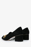Gucci Black Suede Fringe Marmont Heeled Loafers Size 37.5