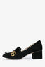Gucci Black Suede Fringe Marmont Heeled Loafers Size 37.5