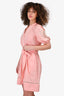 Twinset Pink Cotton Embroidered Puff Sleeve Mini Dress Size XS