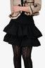 PHI Black Ruffle Silk Tiered Mini Skirt Size 4