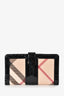 Burberry Black/Beige Patent Leather Check Zip Wallet