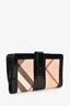 Burberry Black/Beige Patent Leather Check Zip Wallet