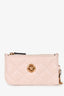 Versace Pink Leather Quilted Key Chain Card Holder