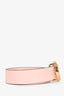 Valentino Pink Leather Gold 'V' Buckle Valentino Embossed Belt Size S