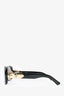 Gucci Black Rectangular Sunglasses With Gold Horsebit Detail