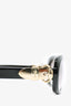 Gucci Black Rectangular Sunglasses With Gold Horsebit Detail