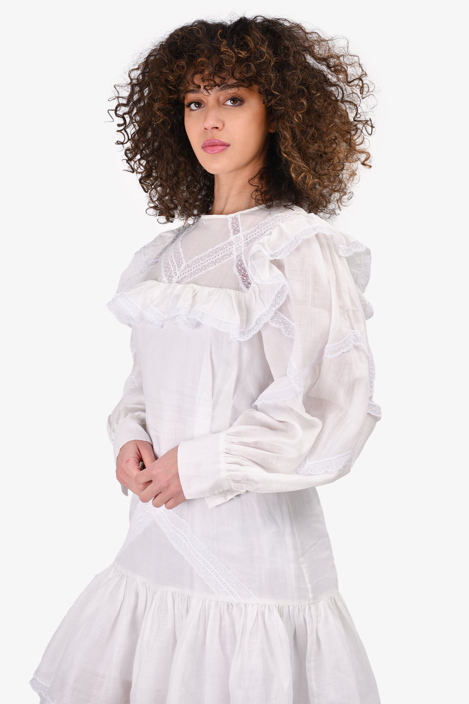 Sandro White Lace Trim Dress Size 42 Mine & Yours Sandro White Lace Trim Dress Size 42 Mine & Yours