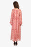 Zimmermann Pink/Red Paisley Silk Bell Sleeve 'Castile' Maxi Dress Size 2