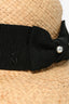 Maison Michel Paris Beige Straw Hat with Black Bow Trim
