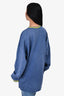 Moschino Blue Washed Cotton Logo Yellow Trimmed Sweatshirt Size 44