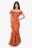 Ralph Lauren Orange Floral Silk Maxi Dress Size 14