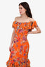 Ralph Lauren Orange Floral Silk Maxi Dress Size 14