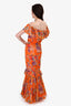 Ralph Lauren Orange Floral Silk Maxi Dress Size 14