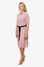 Valentino Pink Wool Knit Ribbed Midi Dress Size L