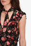 R13 Black/Pink Floral Ruffle Sleeveless Slit Maxi Dress Size S