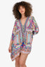 Camilla Blue/Pink Silk Embellished Short Kaftan Size O/S