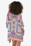 Camilla Blue/Pink Silk Embellished Short Kaftan Size O/S