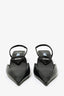 Prada Black Leather Logo Pointed Slingback Kitten Heel 37.5