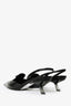 Prada Black Leather Logo Pointed Slingback Kitten Heel 37.5