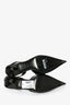 Prada Black Leather Logo Pointed Slingback Kitten Heel 37.5