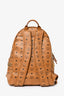 MCM Brown Leather Monogram Studded Backpack