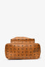 MCM Brown Leather Monogram Studded Backpack