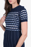 Versace Navy Blue Cutout Short-Sleeve Midi Dress Est. Size 6