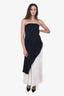 J Mendel Black/White Overlay Pleated Raw Hem Strapless Gown size 8