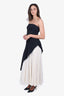 J Mendel Black/White Overlay Pleated Raw Hem Strapless Gown size 8